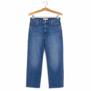 Madewell Womens High Rise Straight Leg Jeans Blue Distressed Denim Size 26